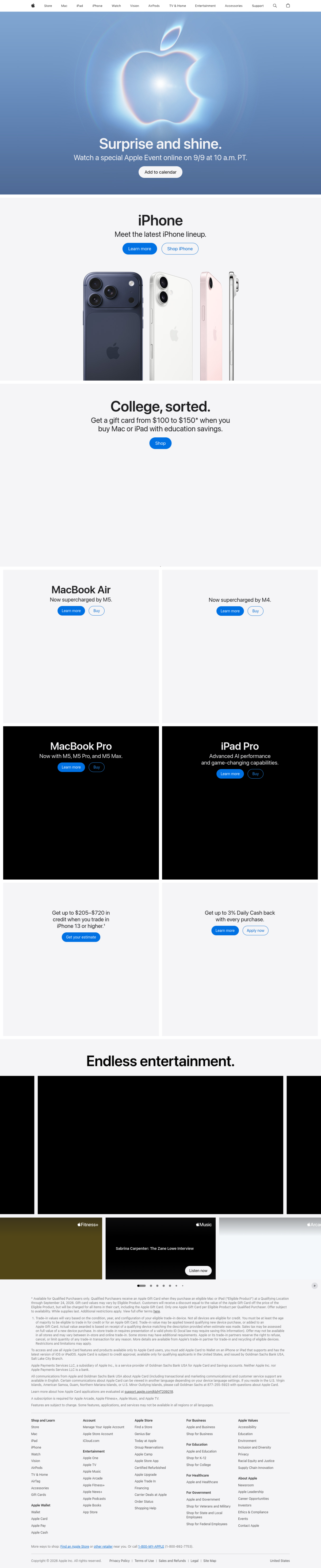 Captura do site da Apple